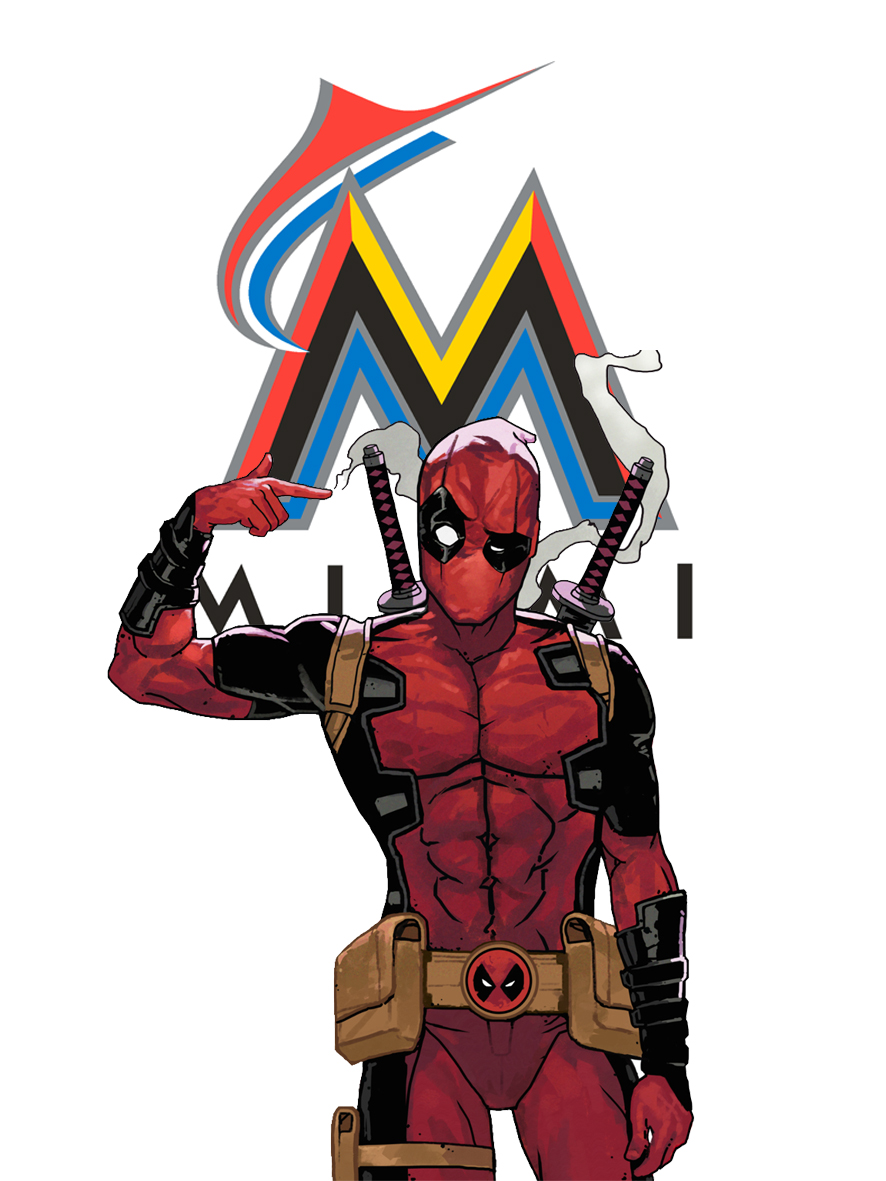 Miami Marlins Deadpool Logo vinyl decal